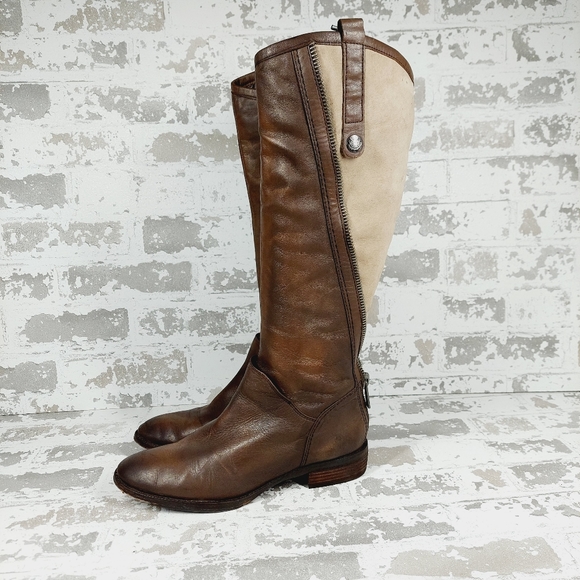 Sam Edelman Shoes - Sam Edelman Brown/Cream Leather Patrice Riding Boots X377